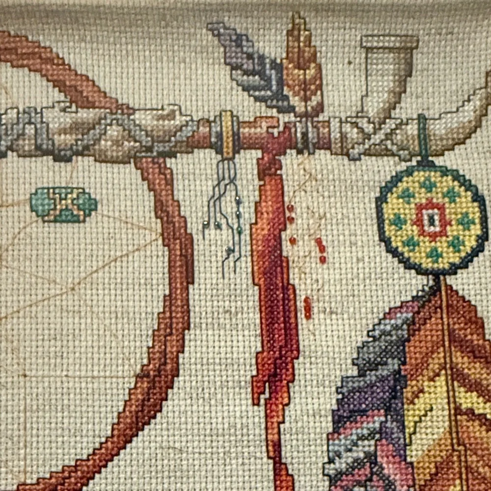 Dreamcatcher Cross-stitch Tapestry with Inspirational Quote handmade